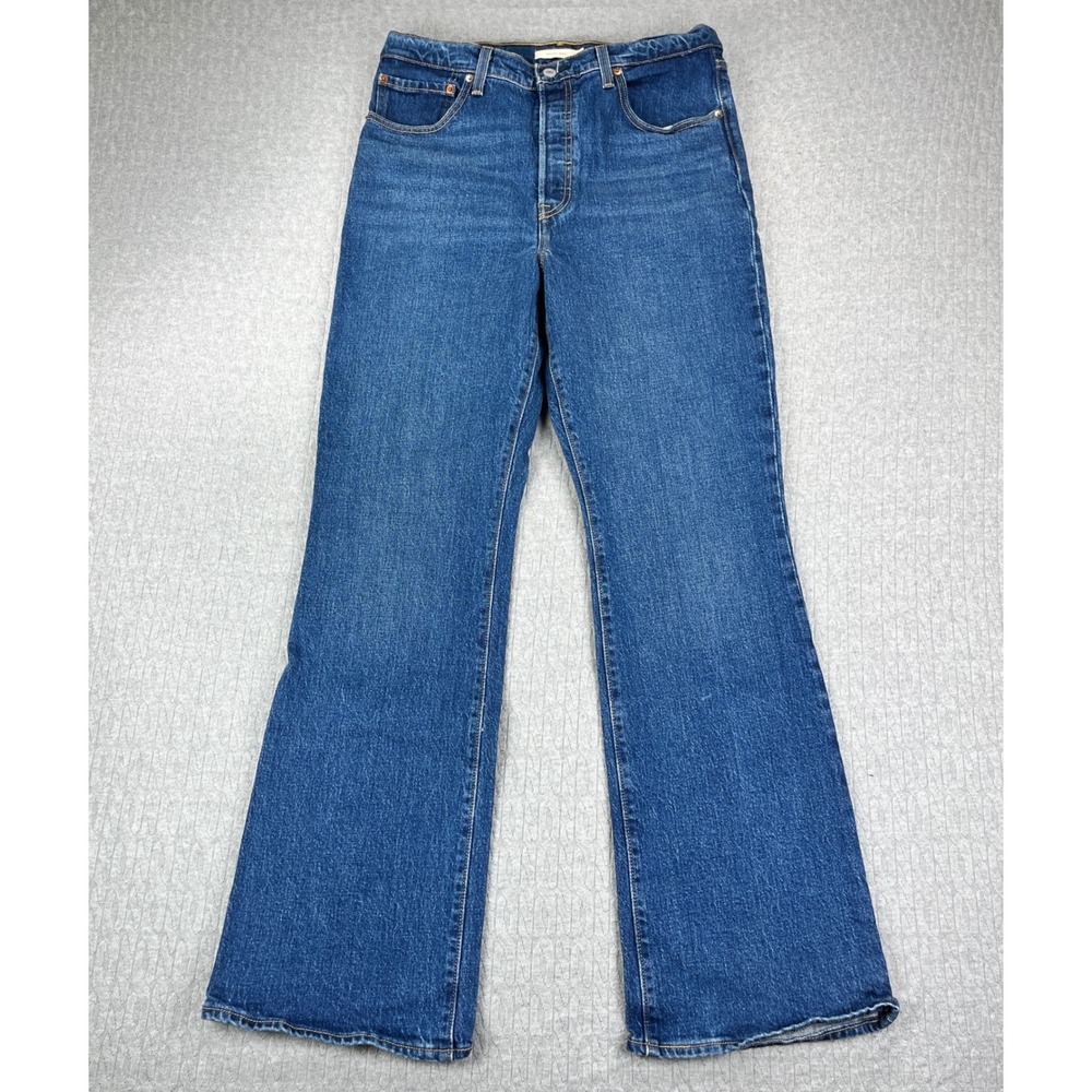Levi's Premium Ribcage Boot Cut Jeans Women 31x32 Blue Medium Wash Button Fly